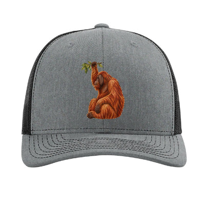 Embroidered orangutan patch trucker hat, Cleveland - Heather Grey/Black