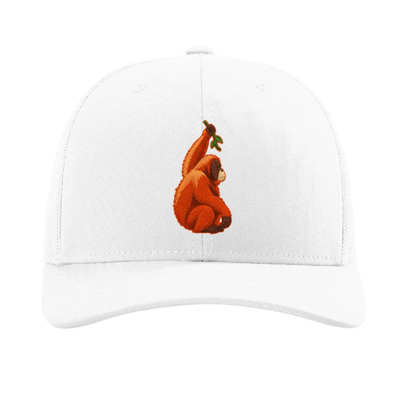 Embroidered orangutan patch trucker hat, Cleveland - White