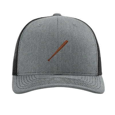 Wood baseball bat patch trucker hat, Cleveland grand slam and walk-off — Heather Grey/Black