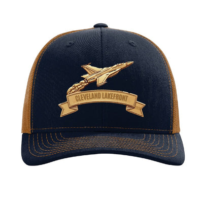 Cleveland Lakefront ribbon patch hat — Navy/Caramel