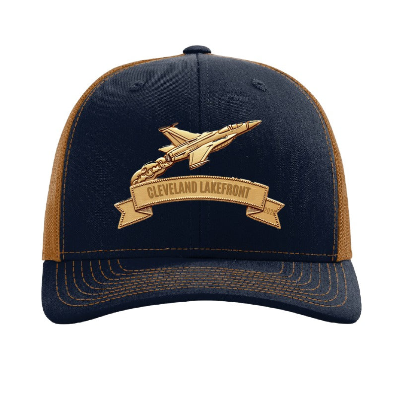 Cleveland Lakefront ribbon patch hat — Navy/Caramel