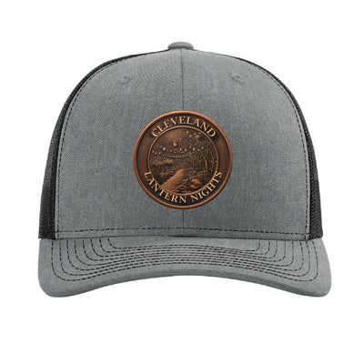 Cleveland Lantern Nights patch on a Richardson 112 trucker hat, Heather Grey/Black