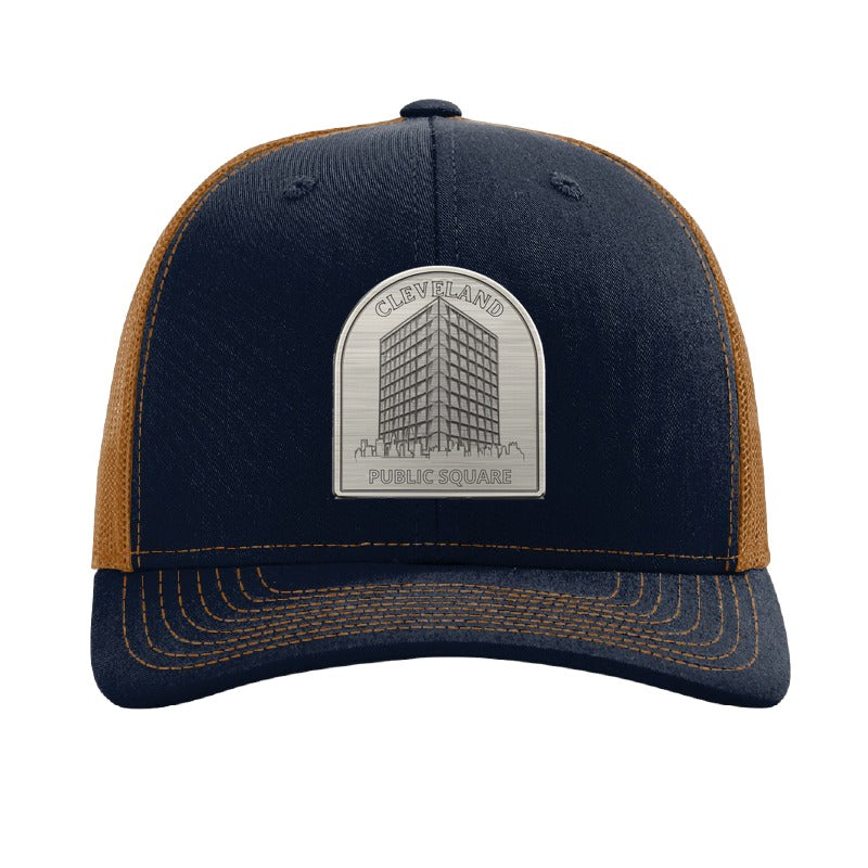 Cleveland Public Square mural patch hat — Navy/Caramel