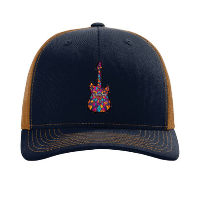Cleveland mural guitar patch hat — Navy/Caramel