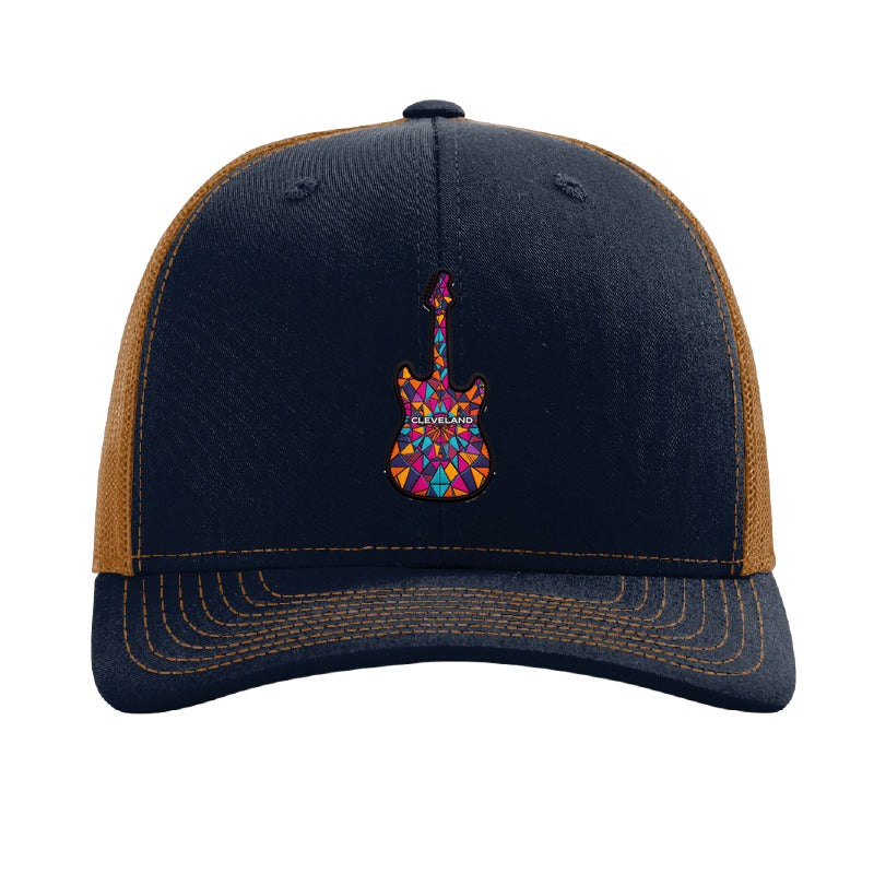 Cleveland mural guitar patch hat — Navy/Caramel