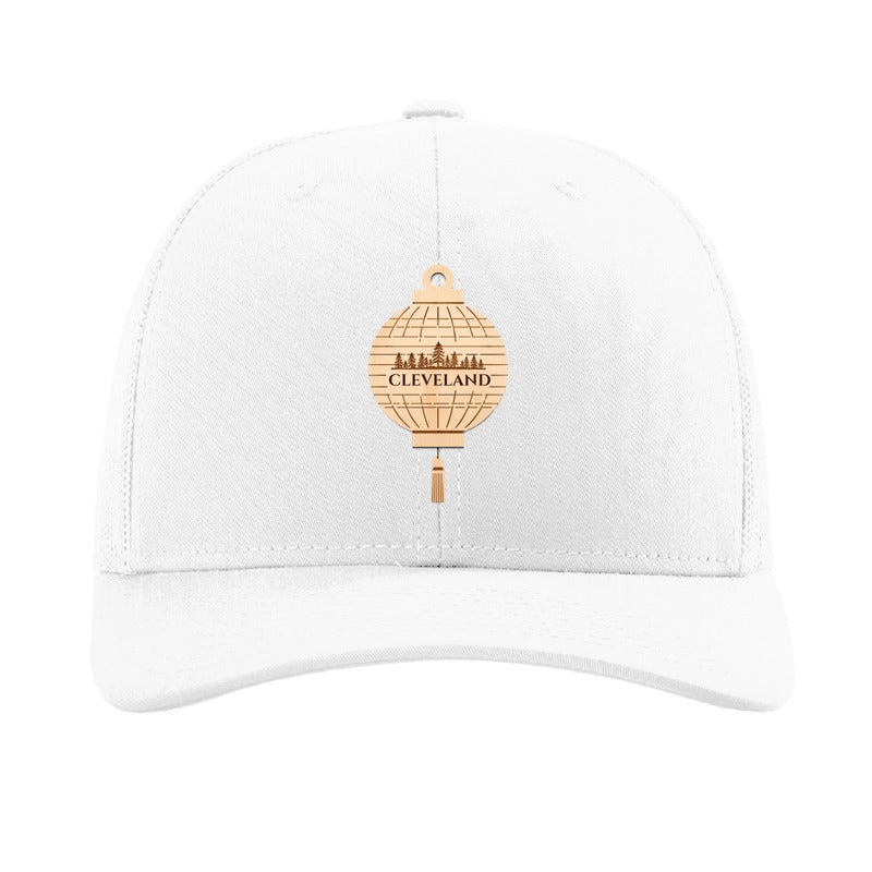 Cleveland Paper Lantern patch on a Richardson 112 trucker hat, White