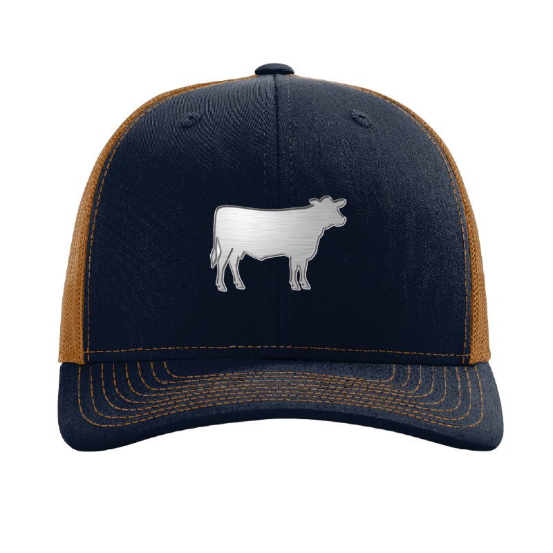 Des Moines prize cow patch hat — Navy/Caramel