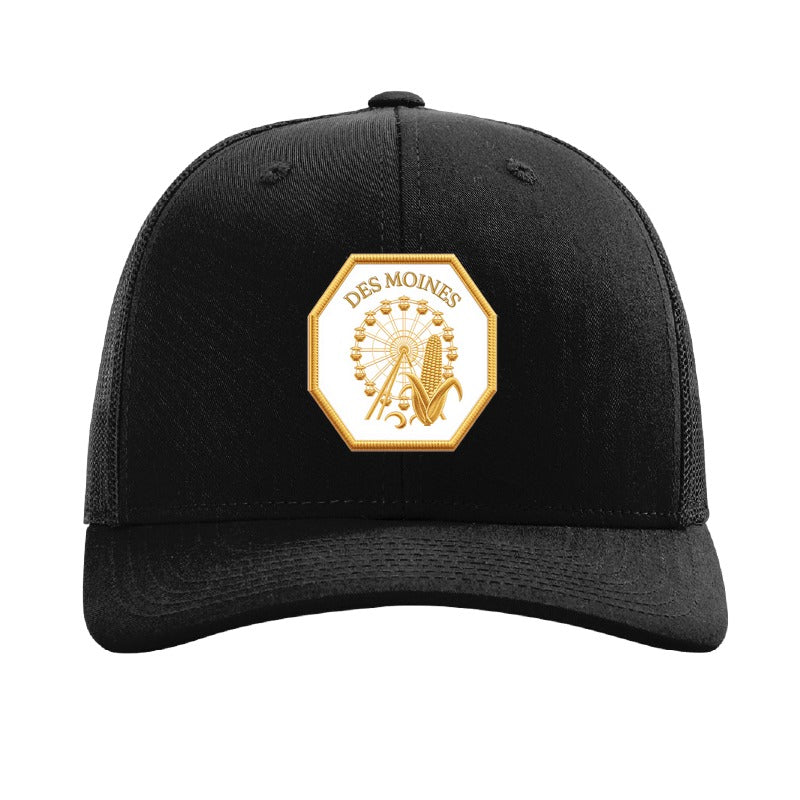 Des Moines ferris wheel patch hat — Black