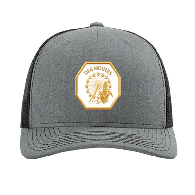Des Moines ferris wheel patch hat — Heather Grey/Black