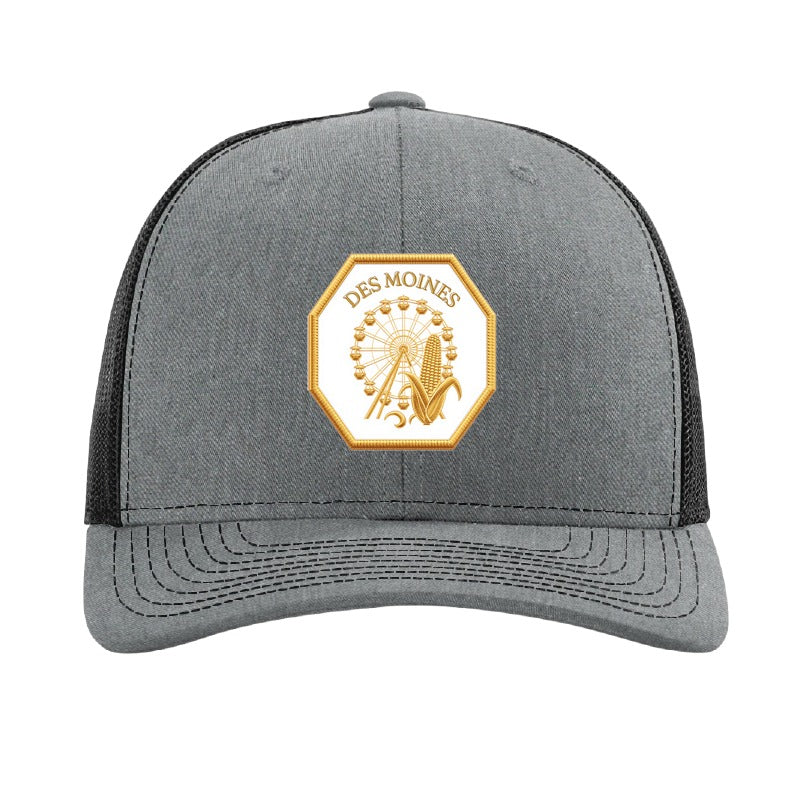 Des Moines ferris wheel patch hat — Heather Grey/Black