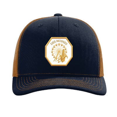 Des Moines ferris wheel patch hat — Navy/Caramel