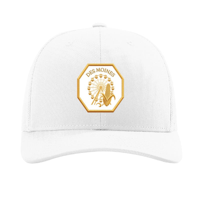 Des Moines ferris wheel patch hat — White