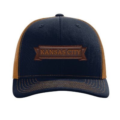 Kansas City inflatable hot dog patch hat — Navy/Caramel