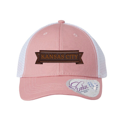 Kansas City inflatable hot dog patch hat — Dusty Rose/White Ponytail