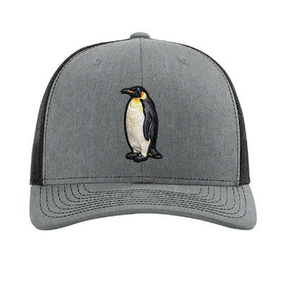 Embroidered penguin patch trucker hat, Kerguelen Islands - Heather Grey/Black