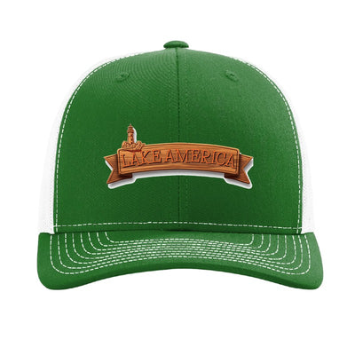 Lake America Banner patch hat — Kelly Green/White