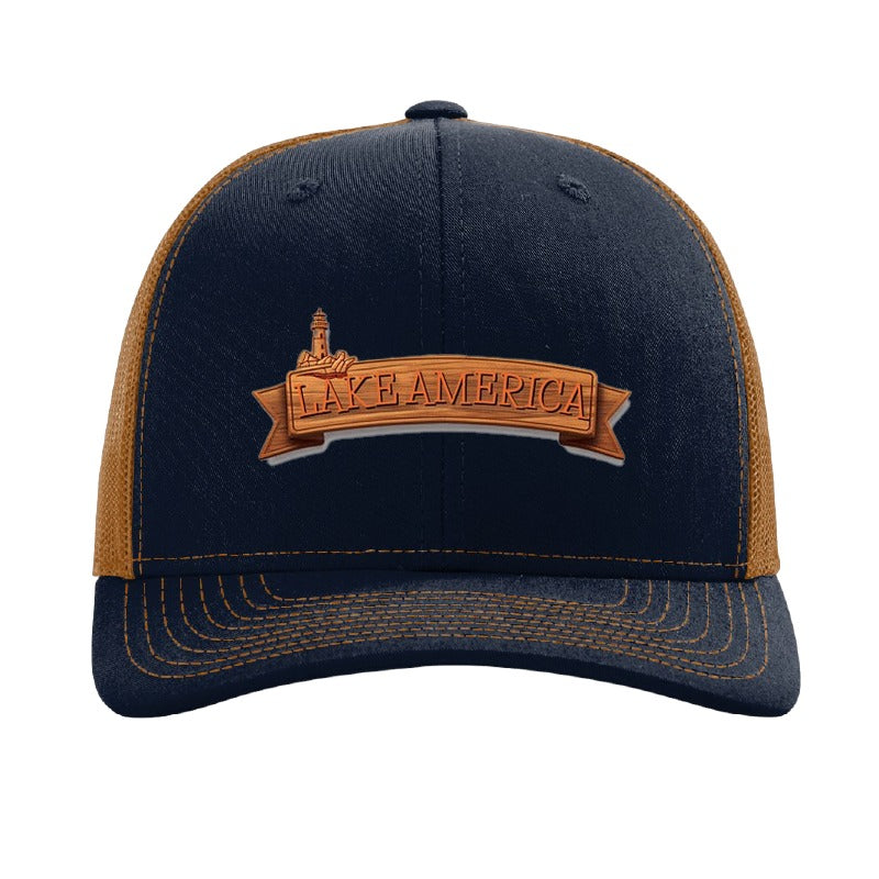 Lake America Ribbon patch hat - Navy/Caramel