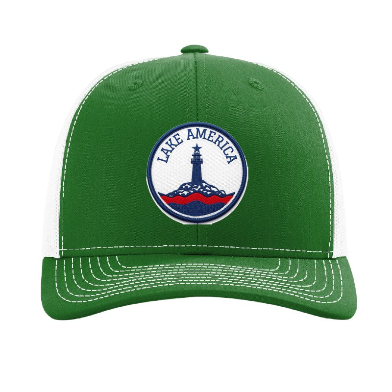 Lake America patch hat — Kelly Green/White