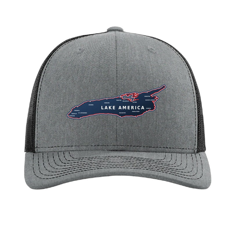 Lake America map patch hat — Heather Grey/Black