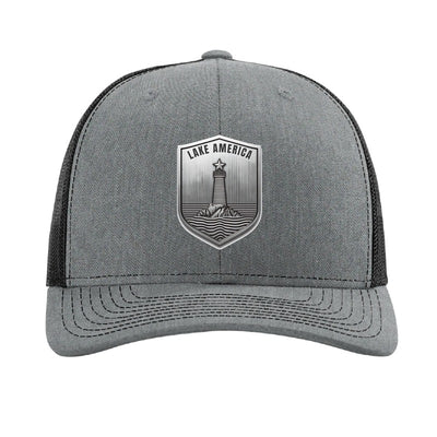Lake America Shield patch hat — Heather Grey/Black