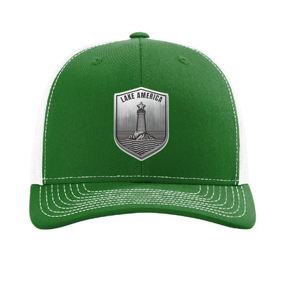 Lake America Shield patch hat — Kelly Green/White