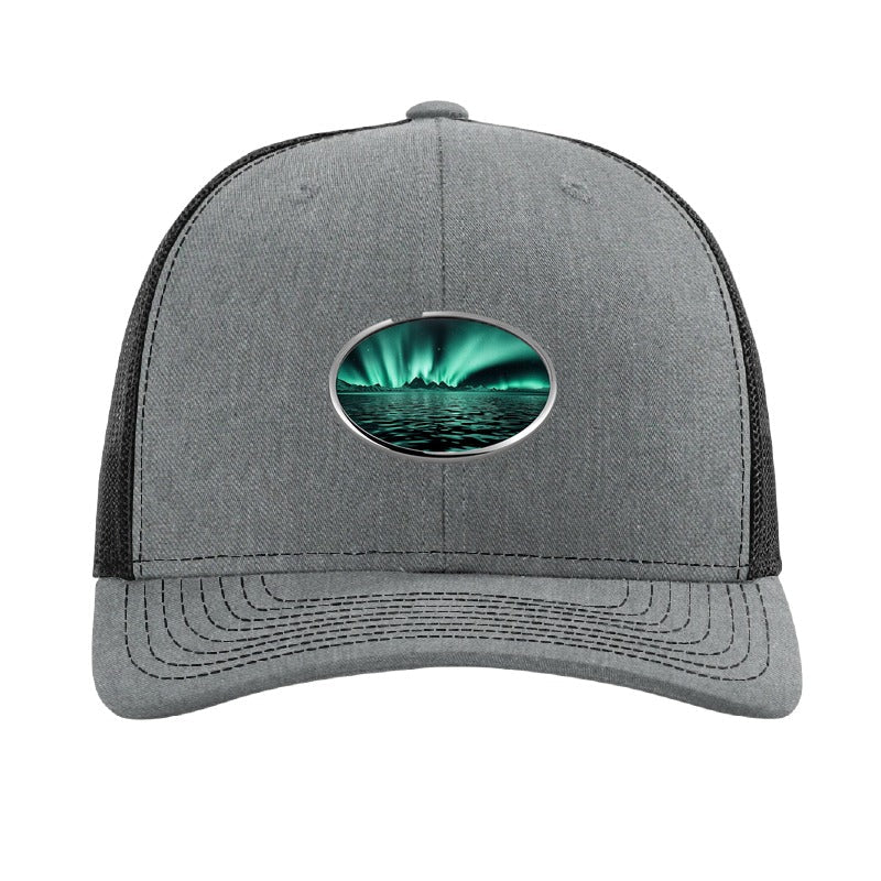 Lake Superior Aurora Trucker Hat — Heather Grey/Black