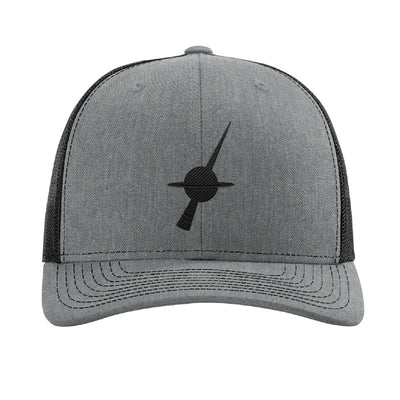 Matte carbon fiber black hole jet patch trucker hat, Milky Way - Heather Grey/Black