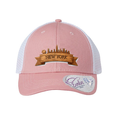 New York US Open Ribbon patch hat — Dusty Rose/White (Ponytail)