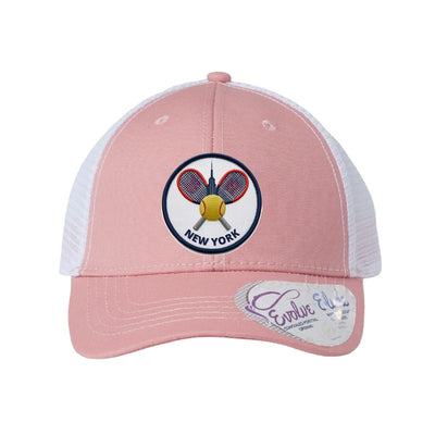 New York US Open patch hat — Dusty Rose/White (Ponytail)