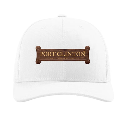 Port Clinton carved banner patch on a Richardson 112 trucker hat, White