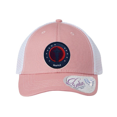 Seattle Blood Moon patch hat — Dusty Rose/White (Ponytail)