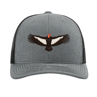 Embroidered condor patch trucker hat, Vermilion Cliffs Arizona - Heather Grey/Black