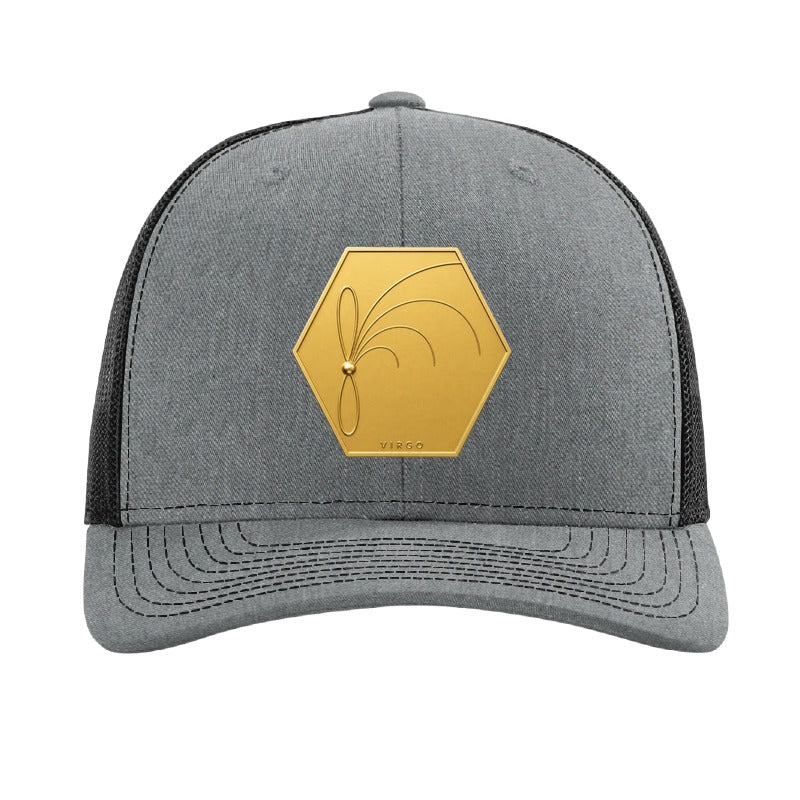 Gold-tone magnetar patch trucker hat, Virgo radio burst - Heather Grey/Black