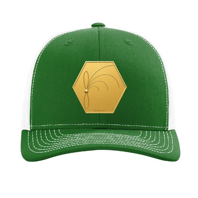 Gold-tone magnetar patch trucker hat, Virgo radio burst - Kelly/White