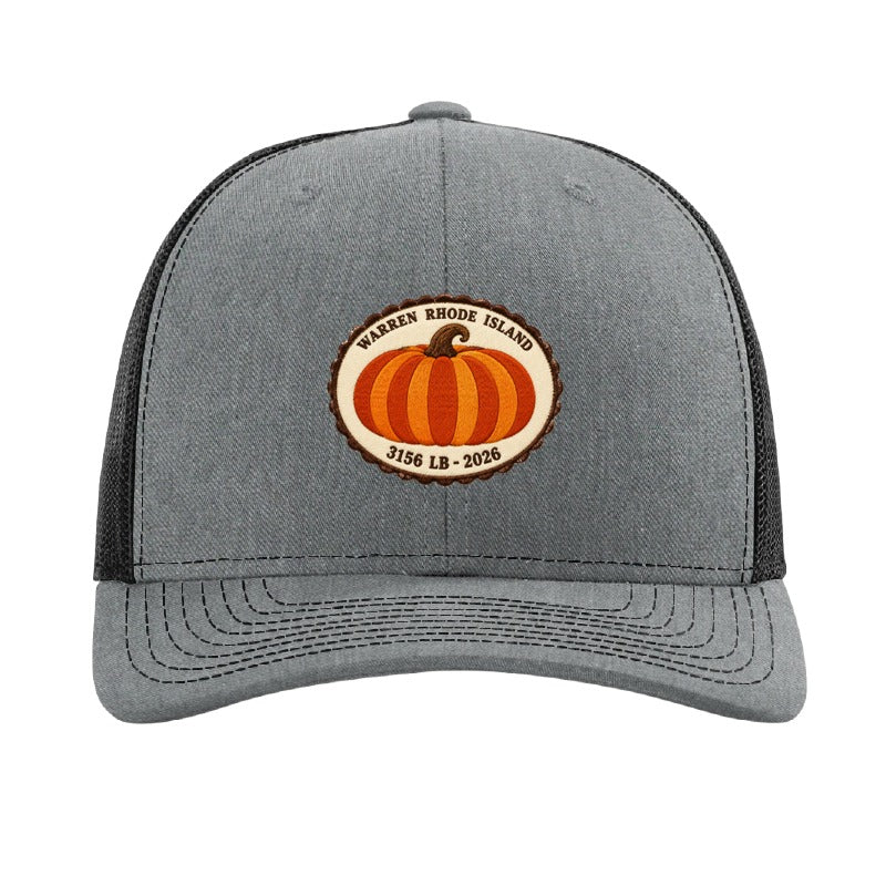 Warren Rhode Island record pumpkin patch hat - Heather Grey/Black