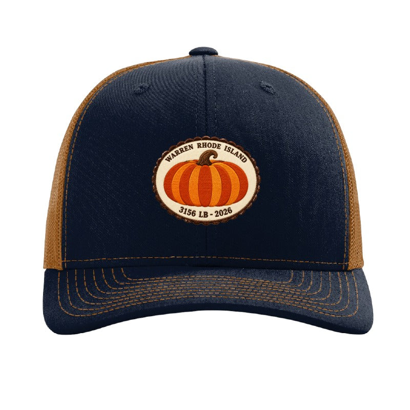 Warren Rhode Island record pumpkin patch hat - Navy/Caramel