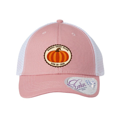 Warren Rhode Island record pumpkin patch hat - Dusty Rose/White (Ponytail)