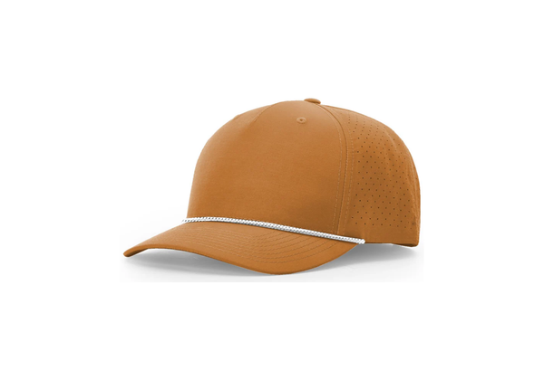 Orange laser-perforated performance rope cap