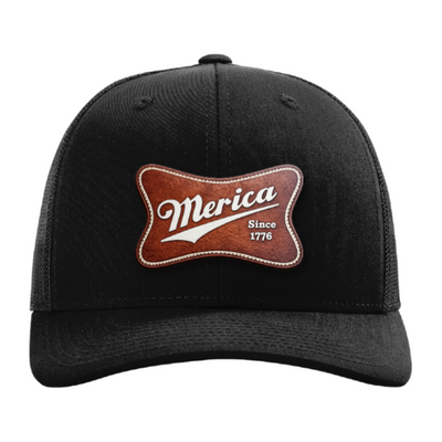 Merica Since 1776 Patriotic Trucker Hat – Americana Camo Leather Patch Hat