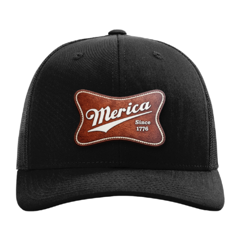Merica Since 1776 Patriotic Trucker Hat – Americana Camo Leather Patch Hat