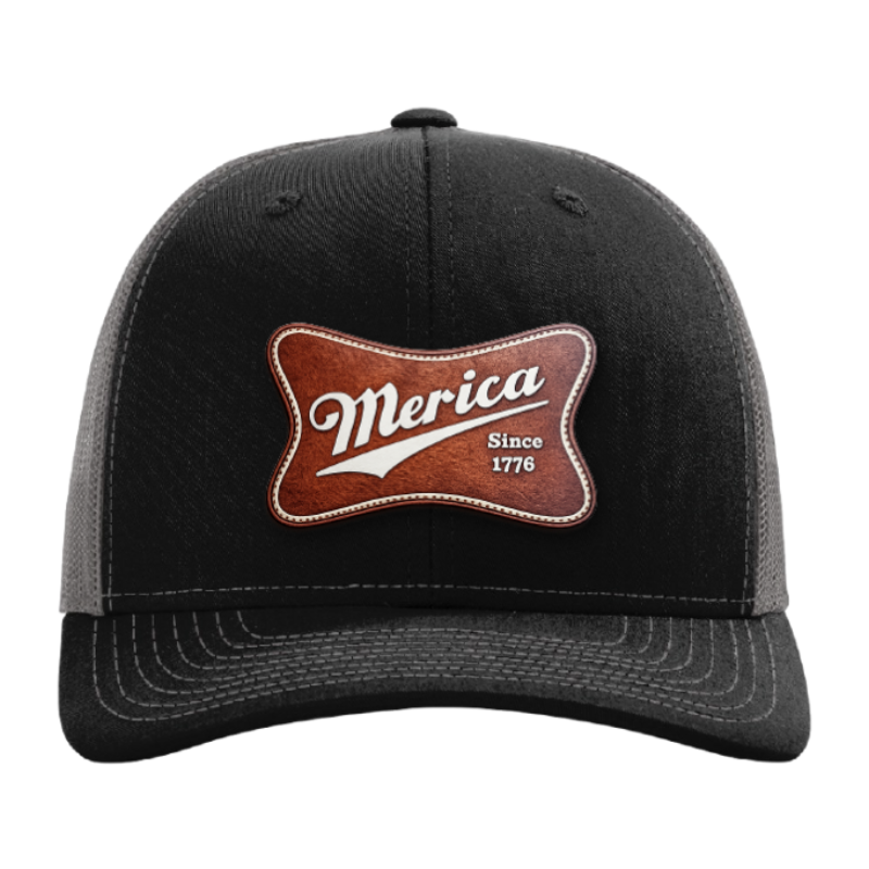 Merica Since 1776 Patriotic Trucker Hat – Americana Camo Leather Patch Hat