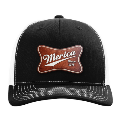 Merica Since 1776 Patriotic Trucker Hat – Americana Camo Leather Patch Hat