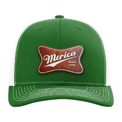 Merica Since 1776 Patriotic Trucker Hat – Americana Camo Leather Patch Hat