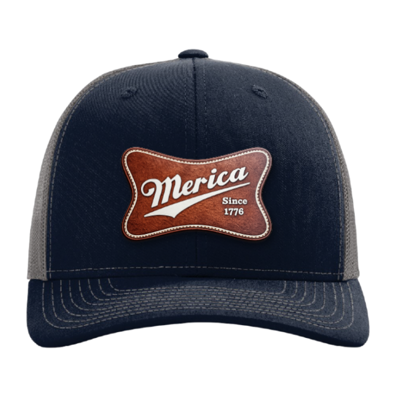 Merica Since 1776 Patriotic Trucker Hat – Americana Camo Leather Patch Hat