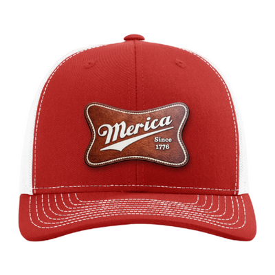 Merica Since 1776 Patriotic Trucker Hat – Americana Camo Leather Patch Hat