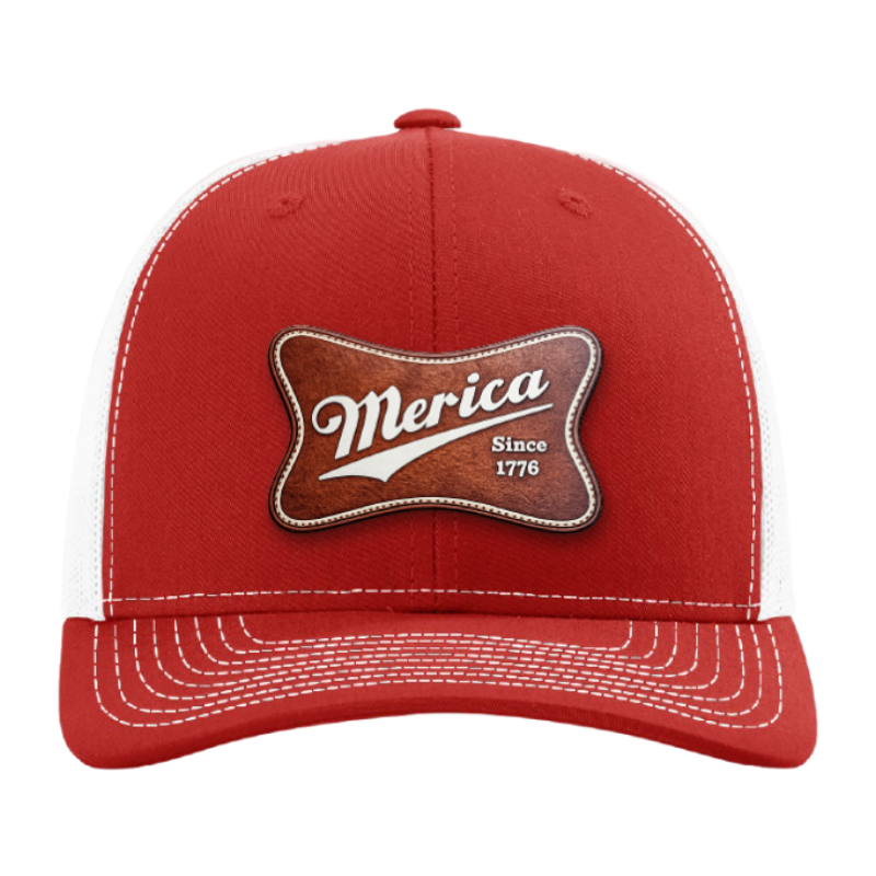 Merica Since 1776 Patriotic Trucker Hat – Americana Camo Leather Patch Hat