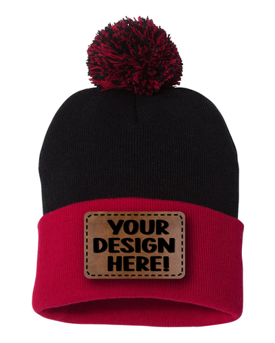 Pom Cuffed Beanie with Custom Patch
