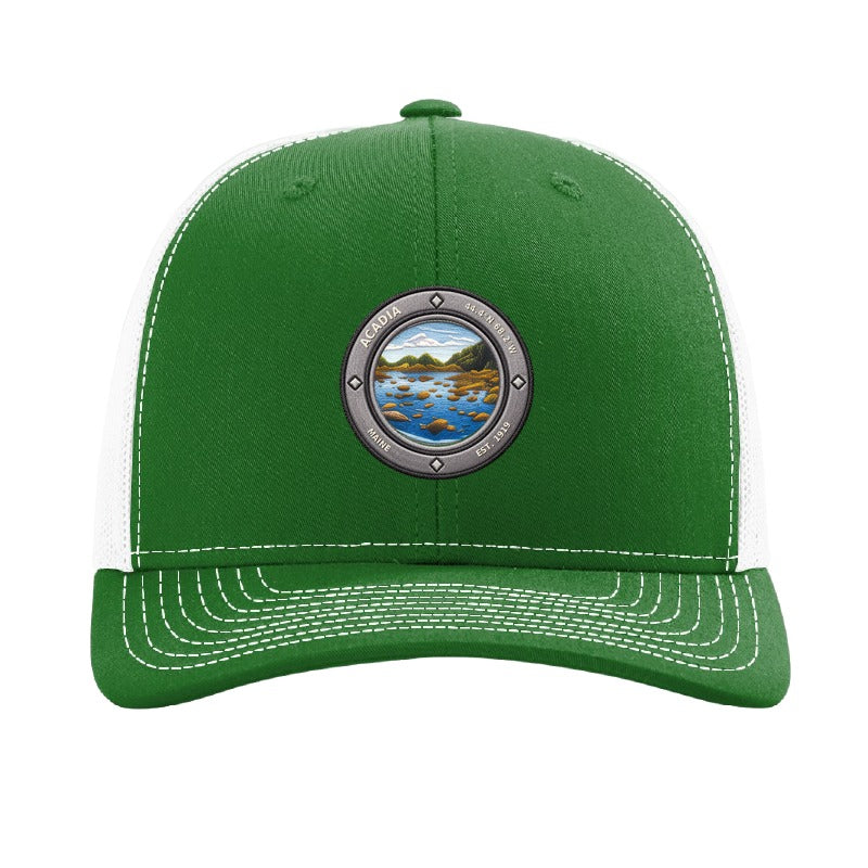 Acadia National Park patch hat — Kelly Green/White