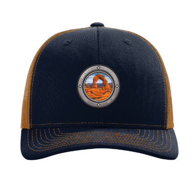 Arches National Park patch hat — Navy/Caramel