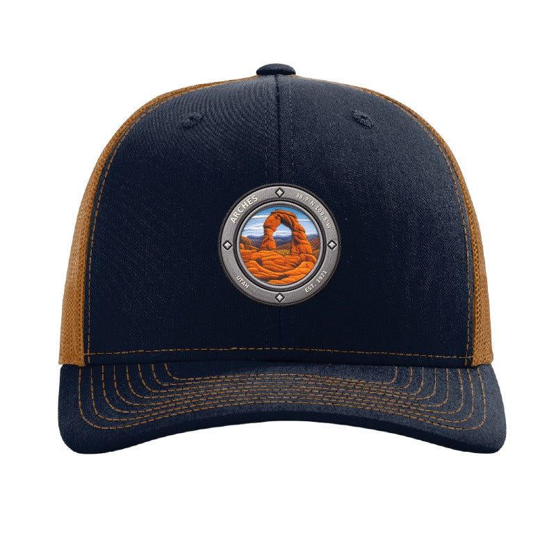 Arches National Park patch hat — Navy/Caramel